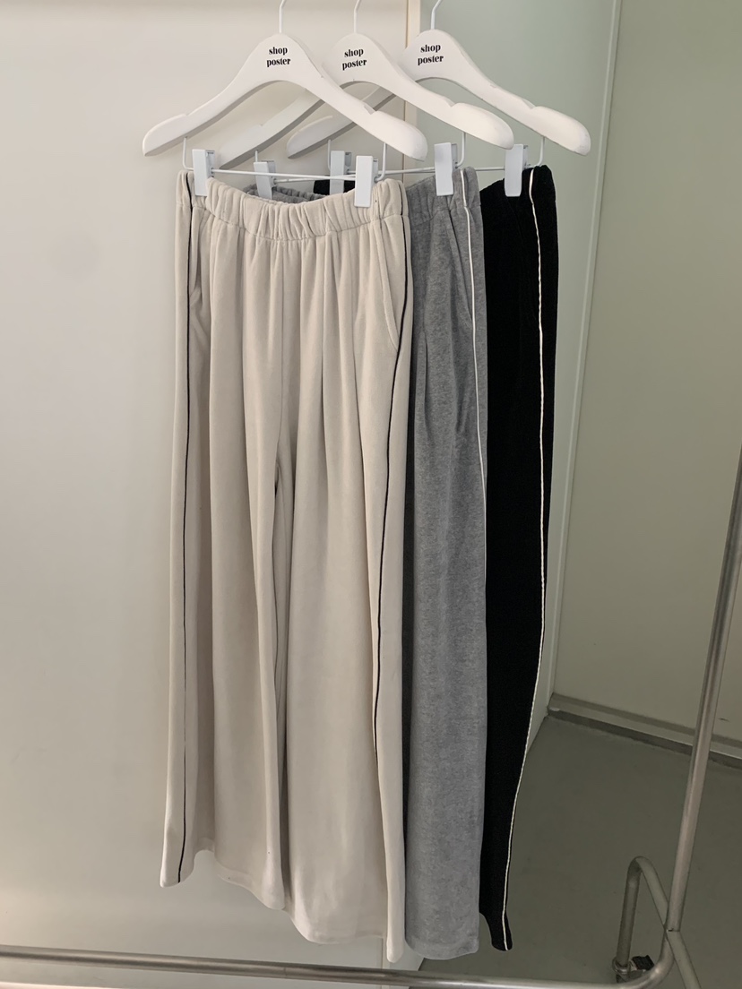 SHOP POSTER東大門㊣代購女裝新品休閑推薦休閑褲天鵝絨褶裥SHOP_POSTER休閑褲