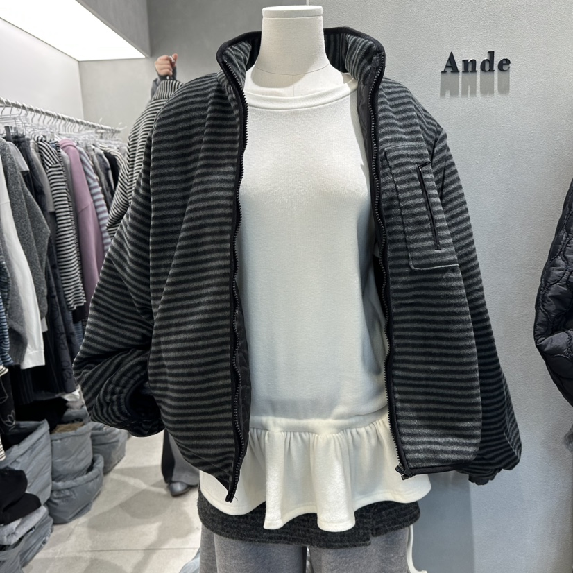 ANDE韓國代購㊣女士新品熱賣25秋冬休閑職業推薦人氣夾克羊毛Ande夾克圖色1