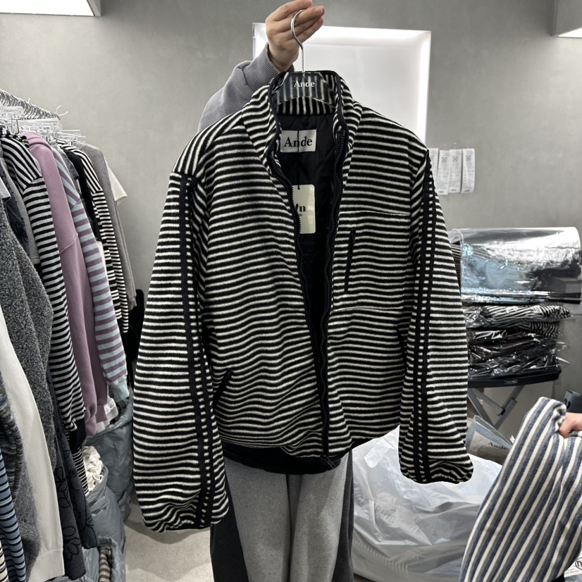 ANDE韓國代購㊣女士新品熱賣25秋冬休閑職業推薦人氣夾克羊毛Ande夾克圖色2