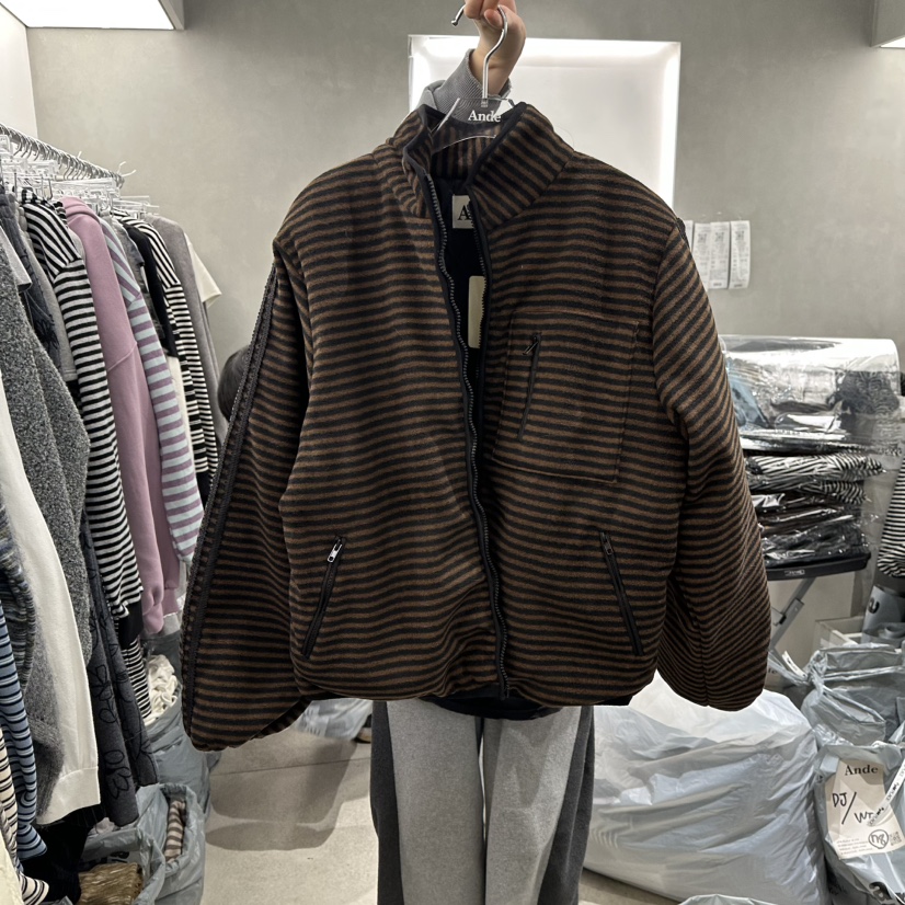 ANDE韓國代購㊣女士新品熱賣25秋冬休閑職業推薦人氣夾克羊毛Ande夾克圖色3