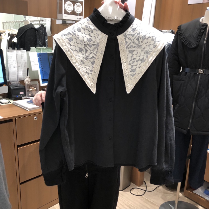 OGI韓國代購㊣女士新品職業推薦人氣時尚25秋冬休閑襯衫蕾絲衫FLat OGI襯衫/蕾絲衫圖色2