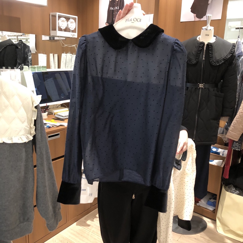 OGI韓國代購㊣女士新品推薦熱賣時尚職業休閑25秋冬襯衫蕾絲衫FLat OGI襯衫/蕾絲衫圖色2