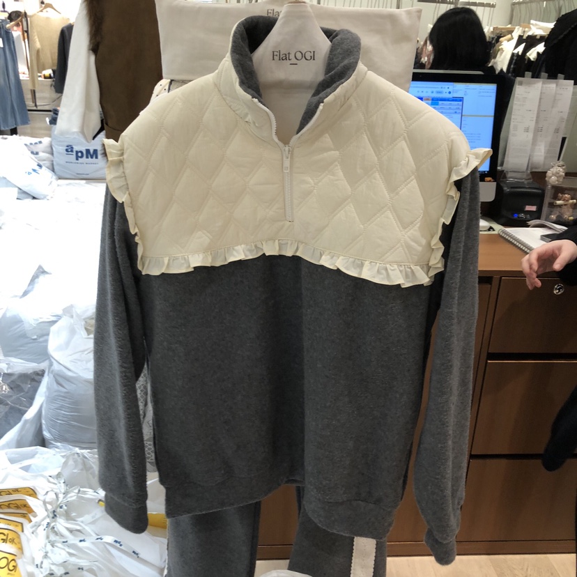 OGI東大門㊣實拍女士新款時尚人氣休閑職業25秋冬衛衣拉鏈絎縫FLat OGI衛衣圖色1