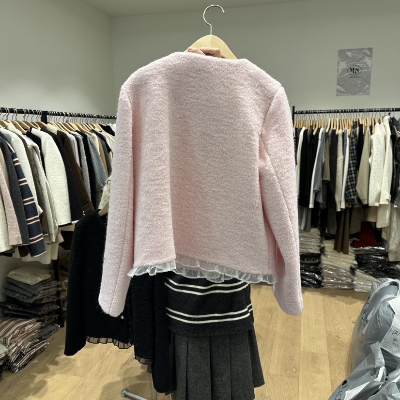 M.G.N韓國代購㊣女士新款休閑職業25秋冬人氣短款大衣荷葉邊MAGNET短款大衣