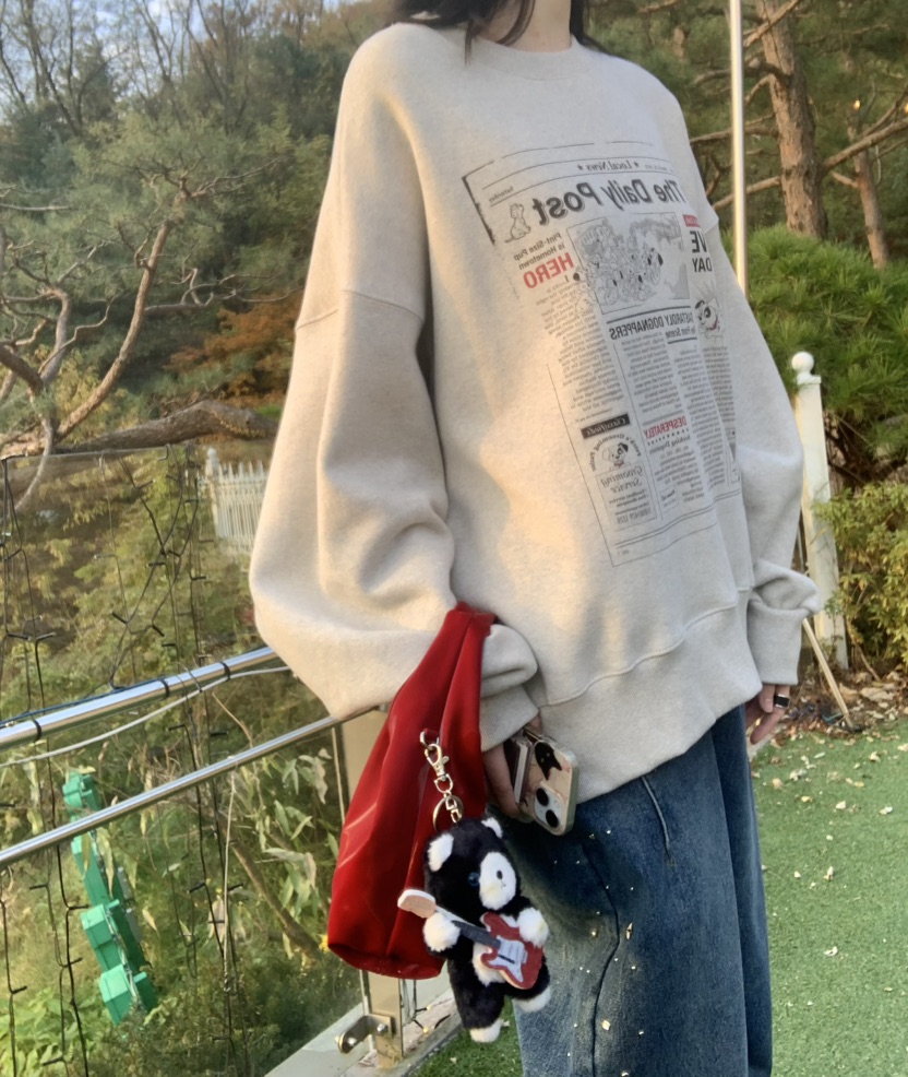 STICK WITH東大門㊣直郵女裝新款職業熱賣25秋冬休閑衛衣加絨STICK WITH衛衣