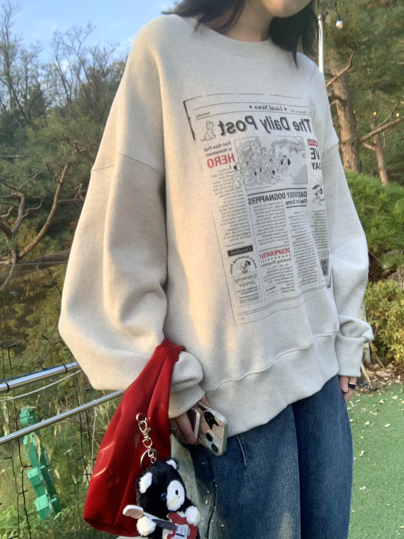 STICK WITH東大門㊣直郵女裝新款職業熱賣25秋冬休閑衛衣加絨STICK WITH衛衣