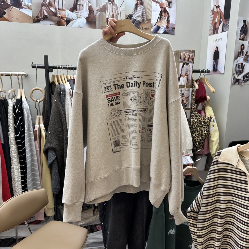 STICK WITH東大門㊣直郵女裝新款職業熱賣25秋冬休閑衛衣加絨STICK WITH衛衣圖色1