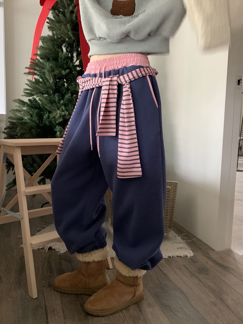 MORE THAN-P東大門㊣代購女裝新款熱賣人氣25秋冬休閑褲抓絨MORE THAN休閑褲