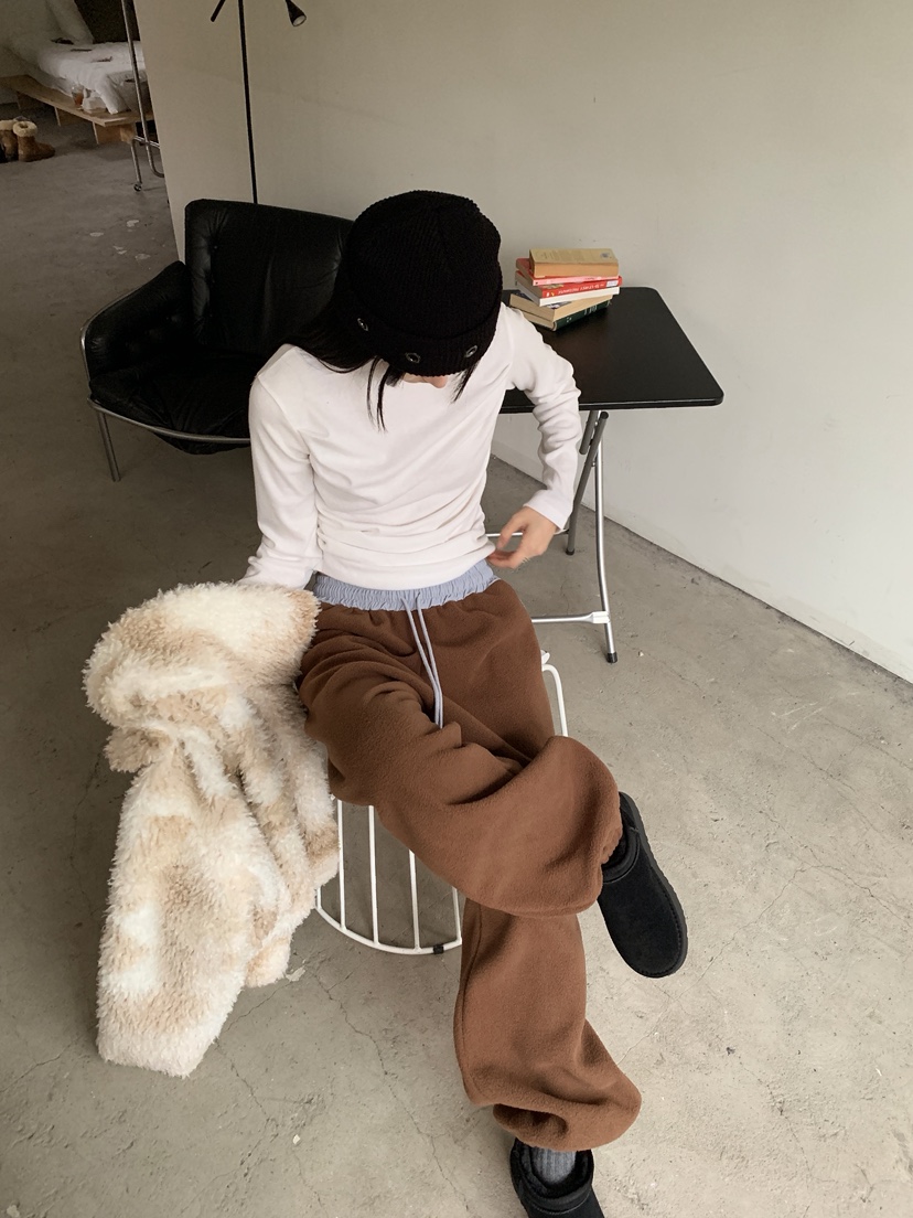 MORE THAN-P東大門㊣代購女裝新款熱賣人氣25秋冬休閑褲抓絨MORE THAN休閑褲