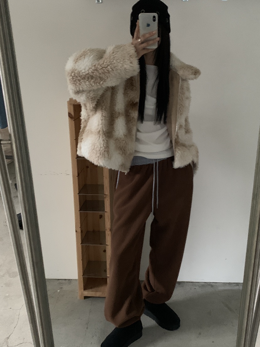 MORE THAN-P東大門㊣代購女裝新款熱賣人氣25秋冬休閑褲抓絨MORE THAN休閑褲