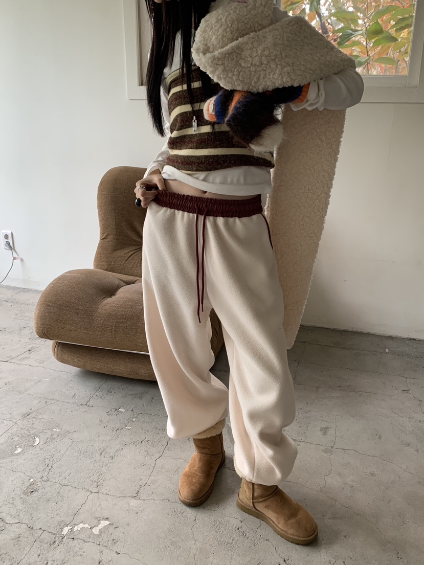 MORE THAN-P東大門㊣代購女裝新款熱賣人氣25秋冬休閑褲抓絨MORE THAN休閑褲