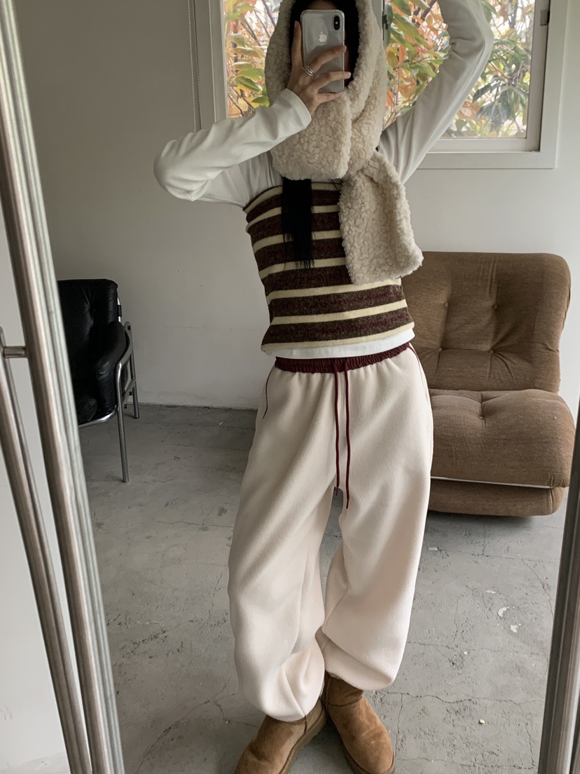 MORE THAN-P東大門㊣代購女裝新款熱賣人氣25秋冬休閑褲抓絨MORE THAN休閑褲