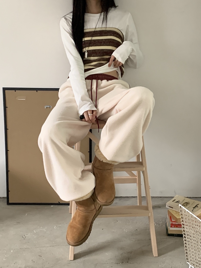 MORE THAN-P東大門㊣代購女裝新款熱賣人氣25秋冬休閑褲抓絨MORE THAN休閑褲