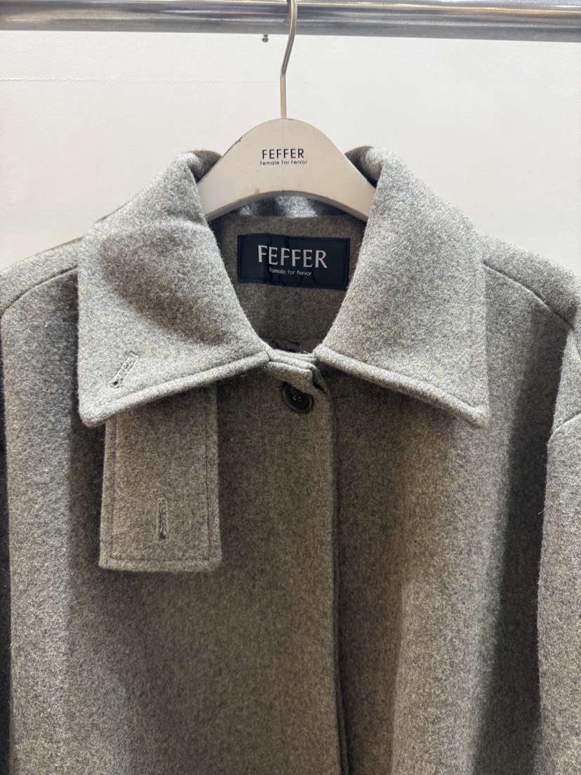 FEFFER東大門㊣實拍女裝新品人氣25秋冬熱賣短款大衣含腰帶FEFFER短款大衣