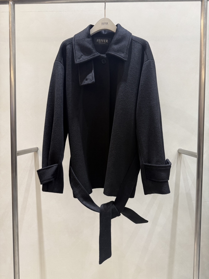 FEFFER東大門㊣實拍女裝新品人氣25秋冬熱賣短款大衣含腰帶FEFFER短款大衣圖色2