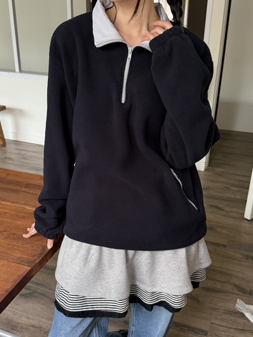 MORE THAN-P東大門㊣代購女裝新品25秋冬職業熱賣衛衣拉鏈MORE THAN衛衣