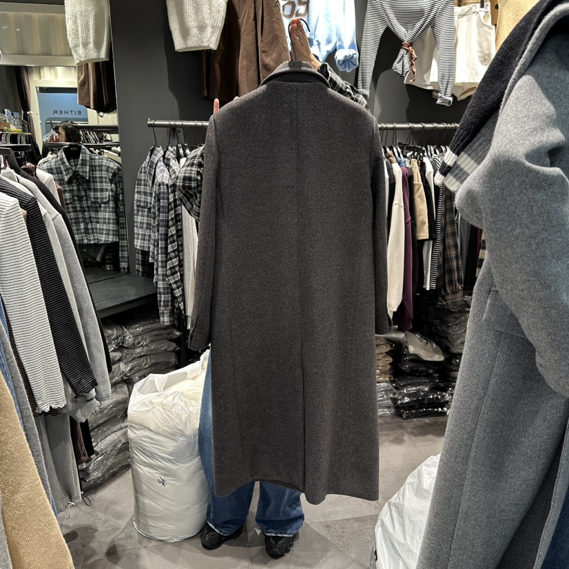 LONE STAR東大門㊣實拍女士新款休閑熱賣中長款大衣涂層雙層LONE STAR中長款大衣