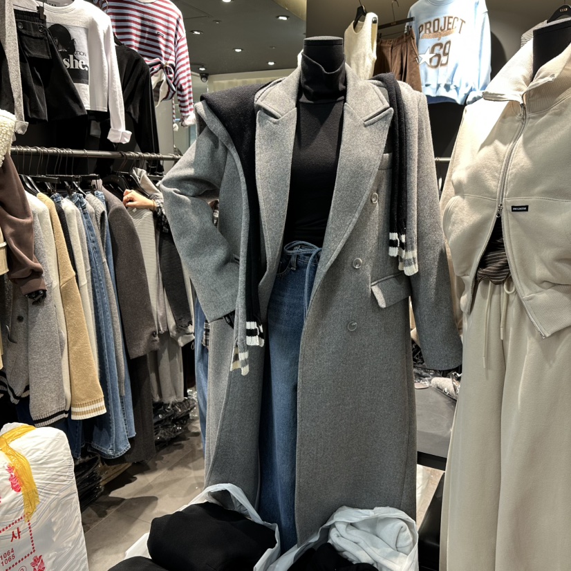 LONE STAR東大門㊣實拍女士新款休閑熱賣中長款大衣涂層雙層LONE STAR中長款大衣圖色1