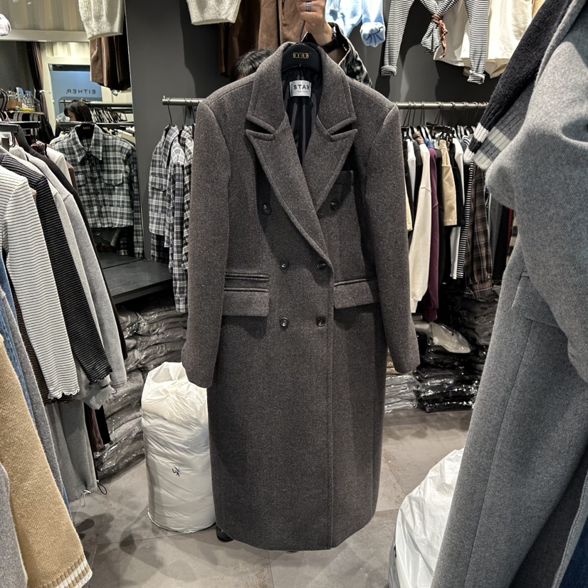 LONE STAR東大門㊣實拍女士新款休閑熱賣中長款大衣涂層雙層LONE STAR中長款大衣圖色2