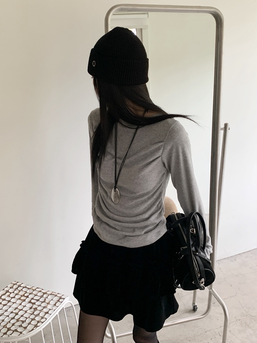 MORE THAN-P韓國代購㊣女裝新品時尚熱賣推薦25秋冬長袖T恤MORE THAN長袖T恤