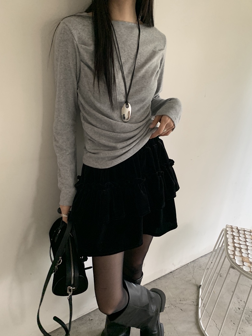 MORE THAN-P韓國代購㊣女裝新品時尚熱賣推薦25秋冬長袖T恤MORE THAN長袖T恤