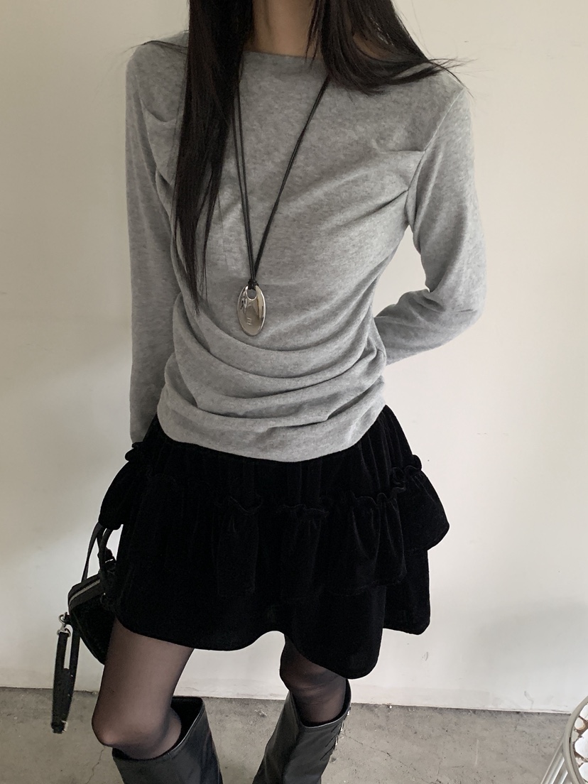 MORE THAN-P韓國代購㊣女裝新品時尚熱賣推薦25秋冬長袖T恤MORE THAN長袖T恤