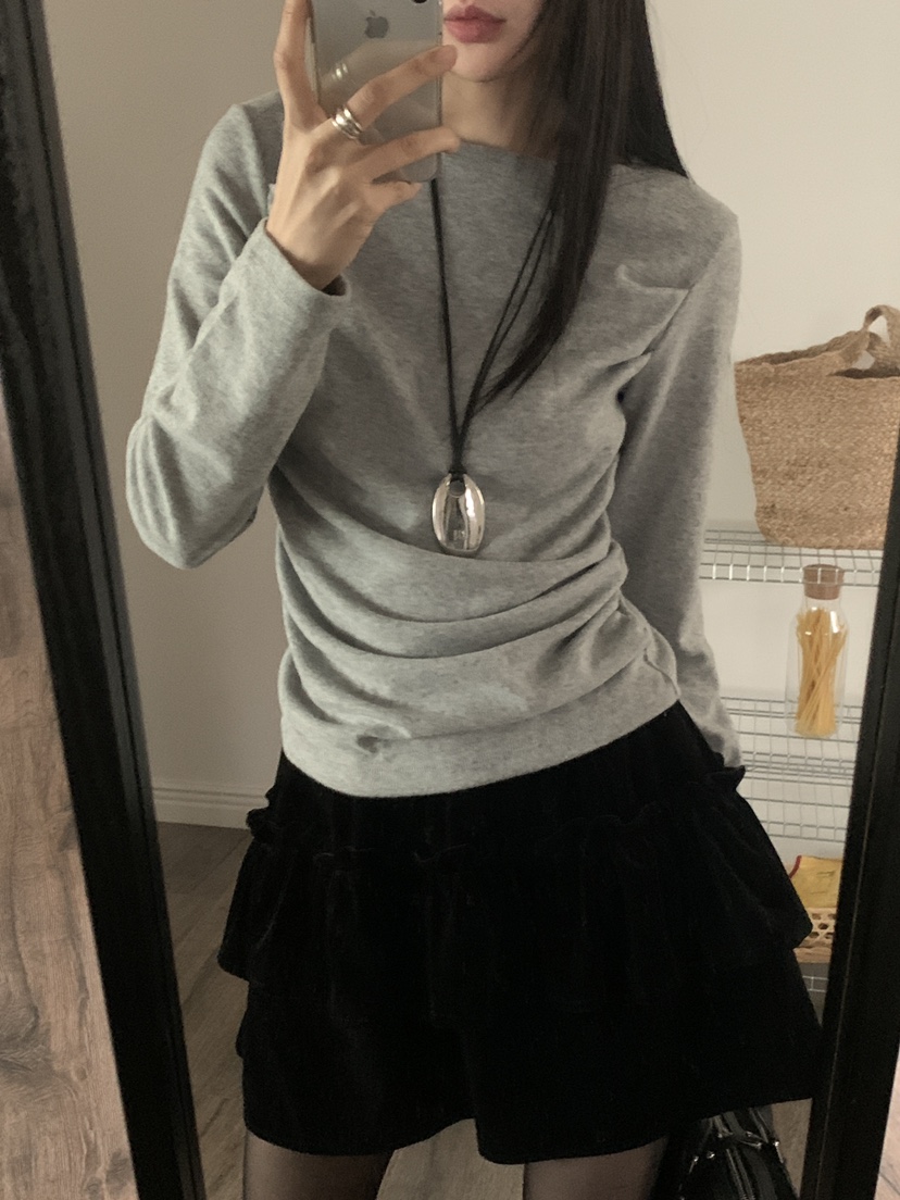 MORE THAN-P韓國代購㊣女裝新品時尚熱賣推薦25秋冬長袖T恤MORE THAN長袖T恤