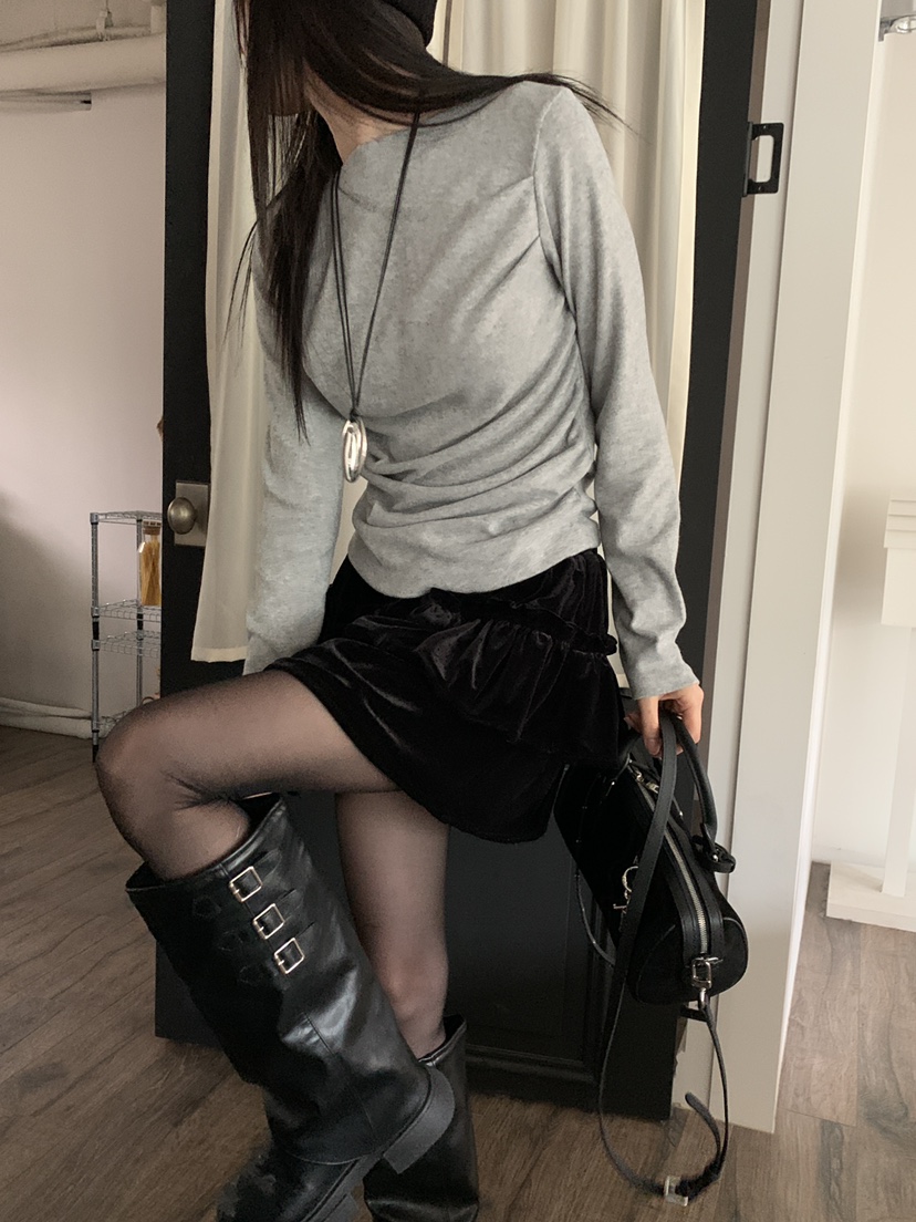 MORE THAN-P韓國代購㊣女裝新品時尚熱賣推薦25秋冬長袖T恤MORE THAN長袖T恤