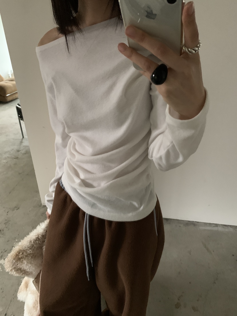 MORE THAN-P韓國代購㊣女裝新品時尚熱賣推薦25秋冬長袖T恤MORE THAN長袖T恤