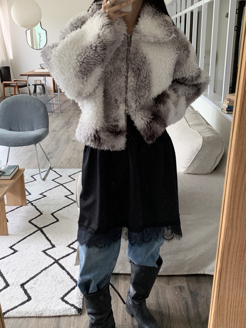 MORE THAN-P東大門㊣實拍女士新款25秋冬短款大衣毛絨皮草MORE THAN短款大衣