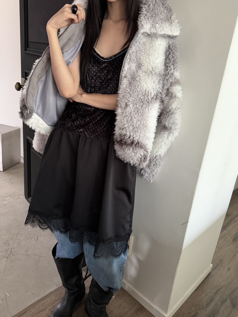 MORE THAN-P東大門㊣實拍女士新款25秋冬短款大衣毛絨皮草MORE THAN短款大衣