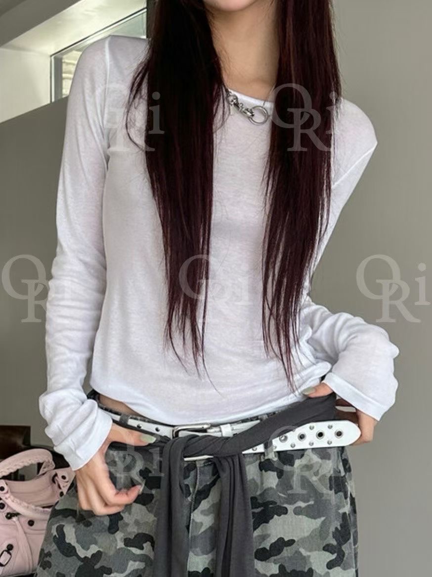 O-RI-오리-T韓國直郵㊣女士新品時尚熱賣25秋冬推薦長袖T恤O-RI長袖T恤圖色1