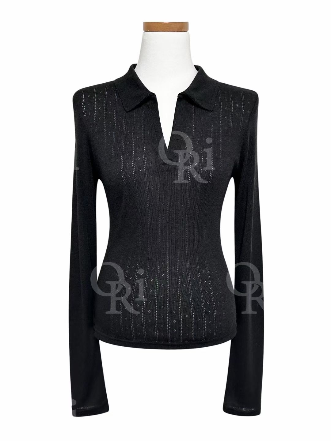 O-RI-오리-T東大門㊣直郵女裝新品人氣推薦休閑長袖T恤鏤空O-RI長袖T恤圖色2