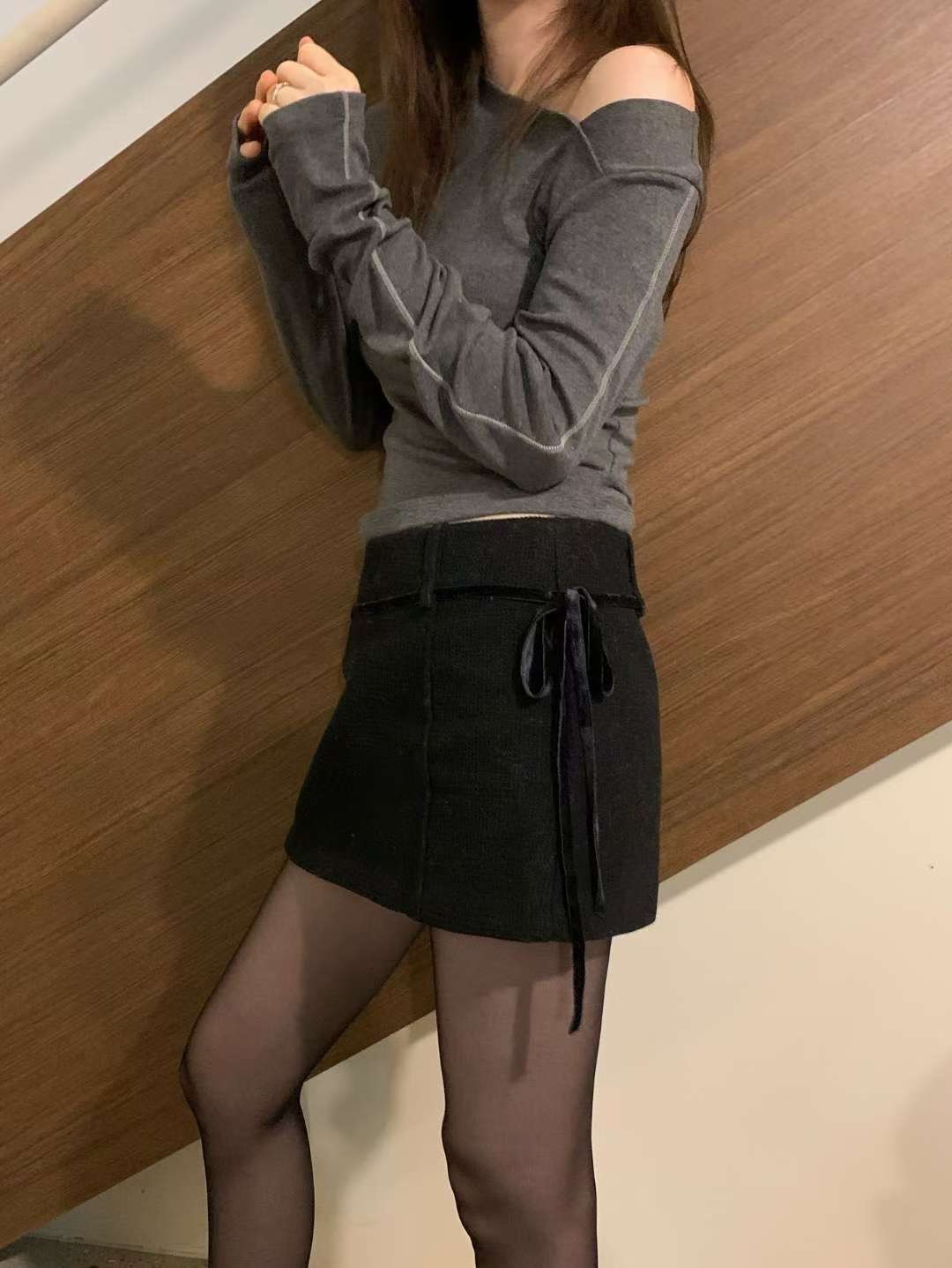 WEARRAW東大門㊣實拍女士新品熱賣25秋冬職業休閑短裙含腰繩WEARRAW短裙