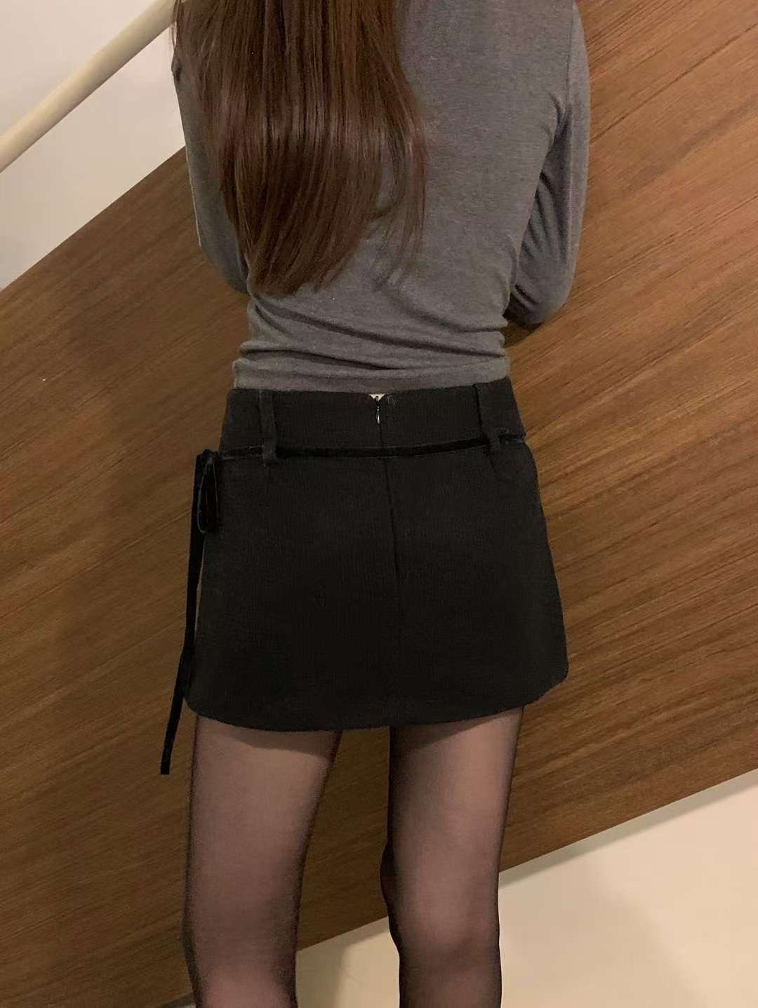 WEARRAW東大門㊣實拍女士新品熱賣25秋冬職業休閑短裙含腰繩WEARRAW短裙