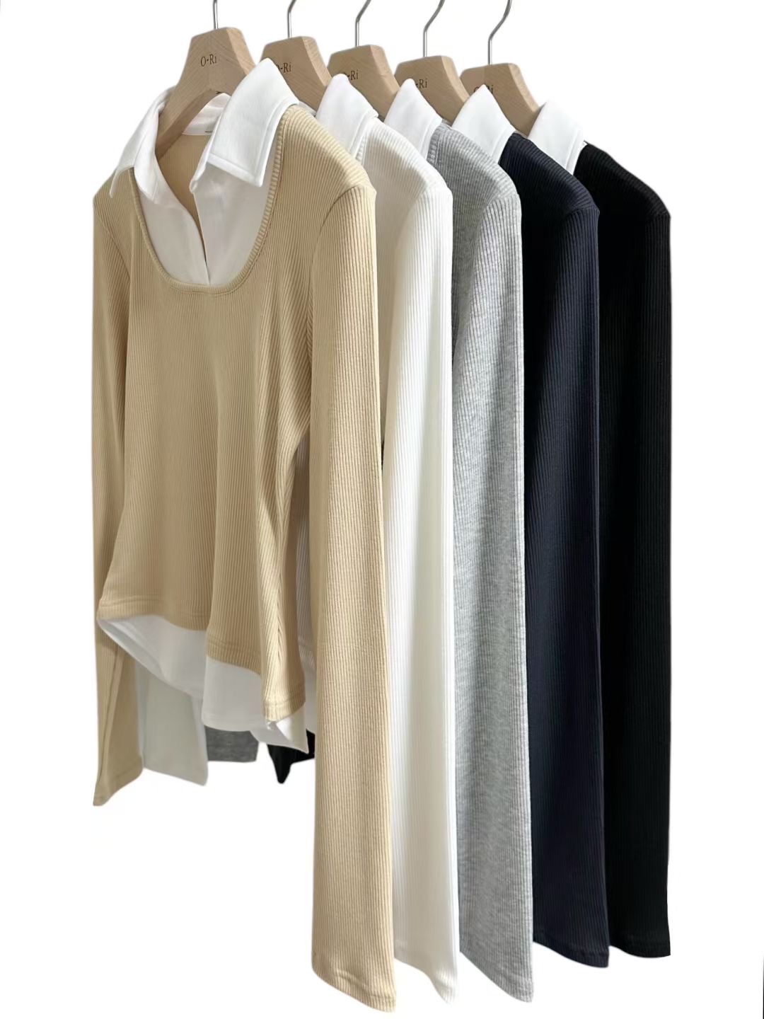 O-RI-오리-T東大門㊣代購女裝新品休閑人氣長袖T恤假兩件O-RI長袖T恤