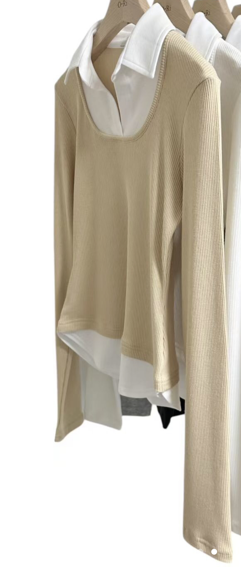 O-RI-오리-T東大門㊣代購女裝新品休閑人氣長袖T恤假兩件O-RI長袖T恤圖色1