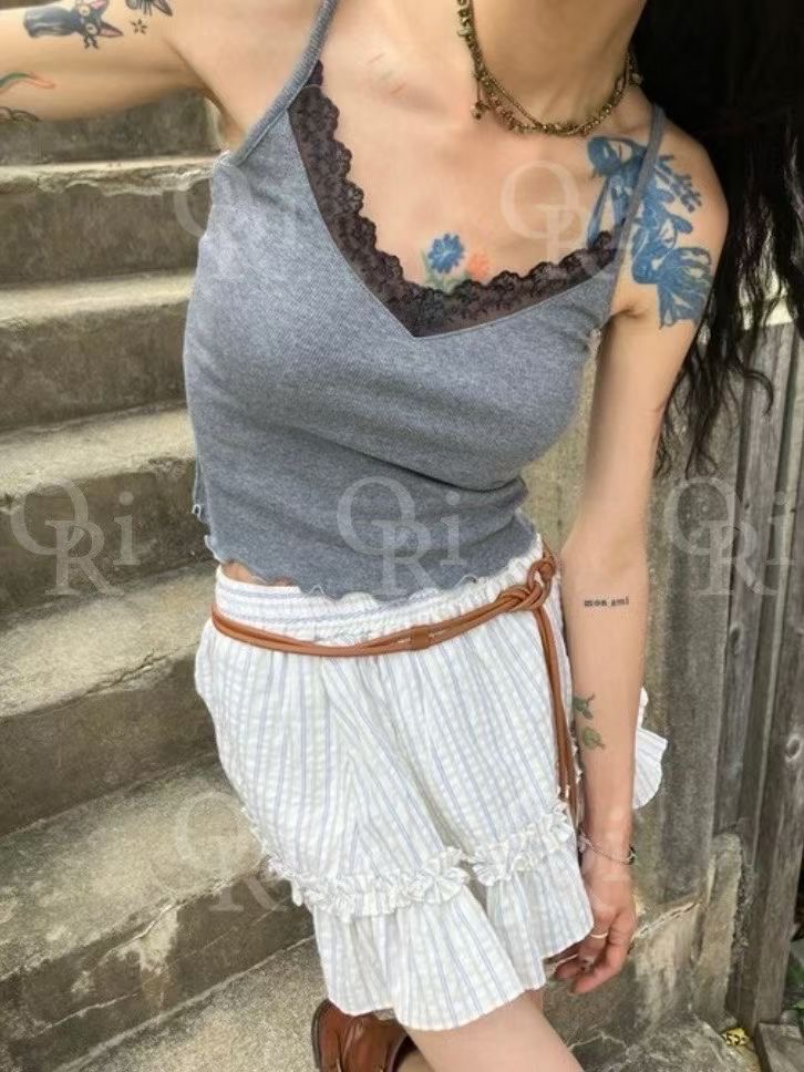 O-RI-오리-T東大門㊣實拍女士新款休閑人氣吊帶背心蕾絲O-RI吊帶/背心圖色4
