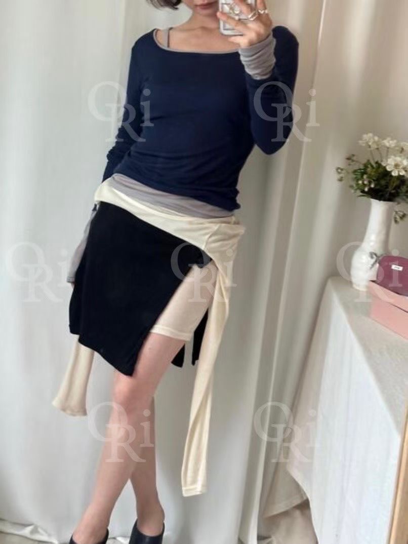 O-RI-오리-T東大門㊣實拍女裝新款熱賣人氣時尚長袖T恤天絲O-RI長袖T恤圖色7