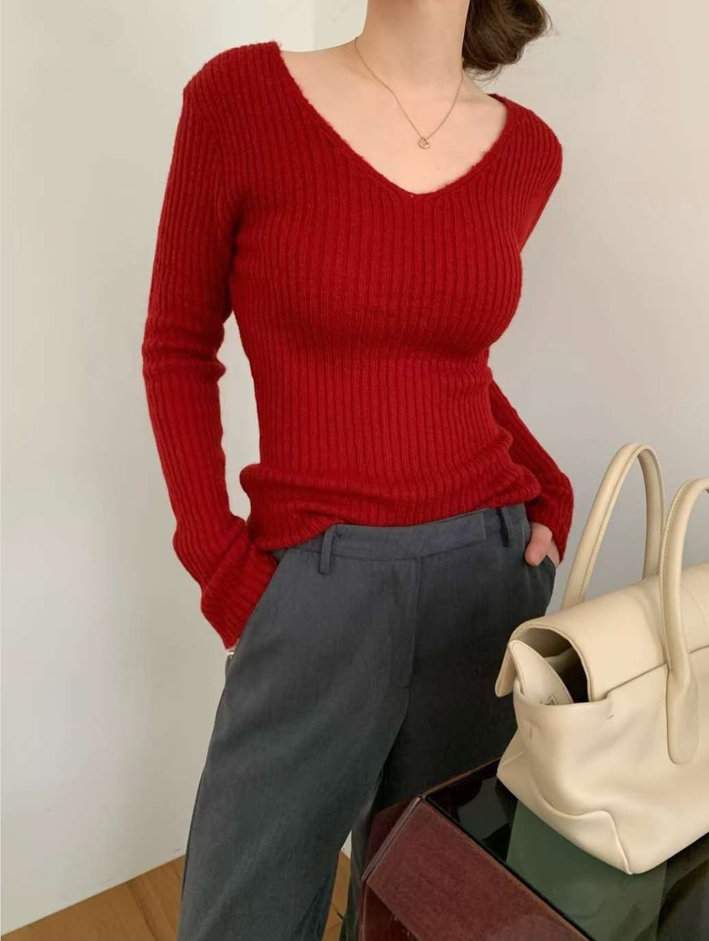 WEARRAW東大門㊣直郵女士新款人氣職業熱賣時尚針織衫馬海毛WEARRAW針織衫圖色1