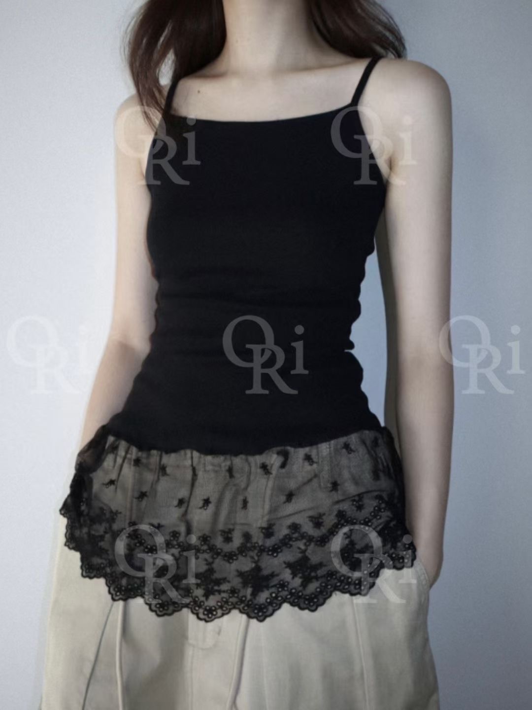 O-RI-오리-T韓國直郵㊣女士新品職業人氣休閑吊帶背心蕾絲O-RI吊帶/背心圖色2