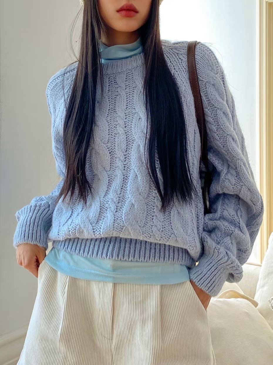 O-RI-오리-T東大門㊣實拍女士新款25秋冬推薦熱賣毛衣寬松O-RI毛衣圖色1