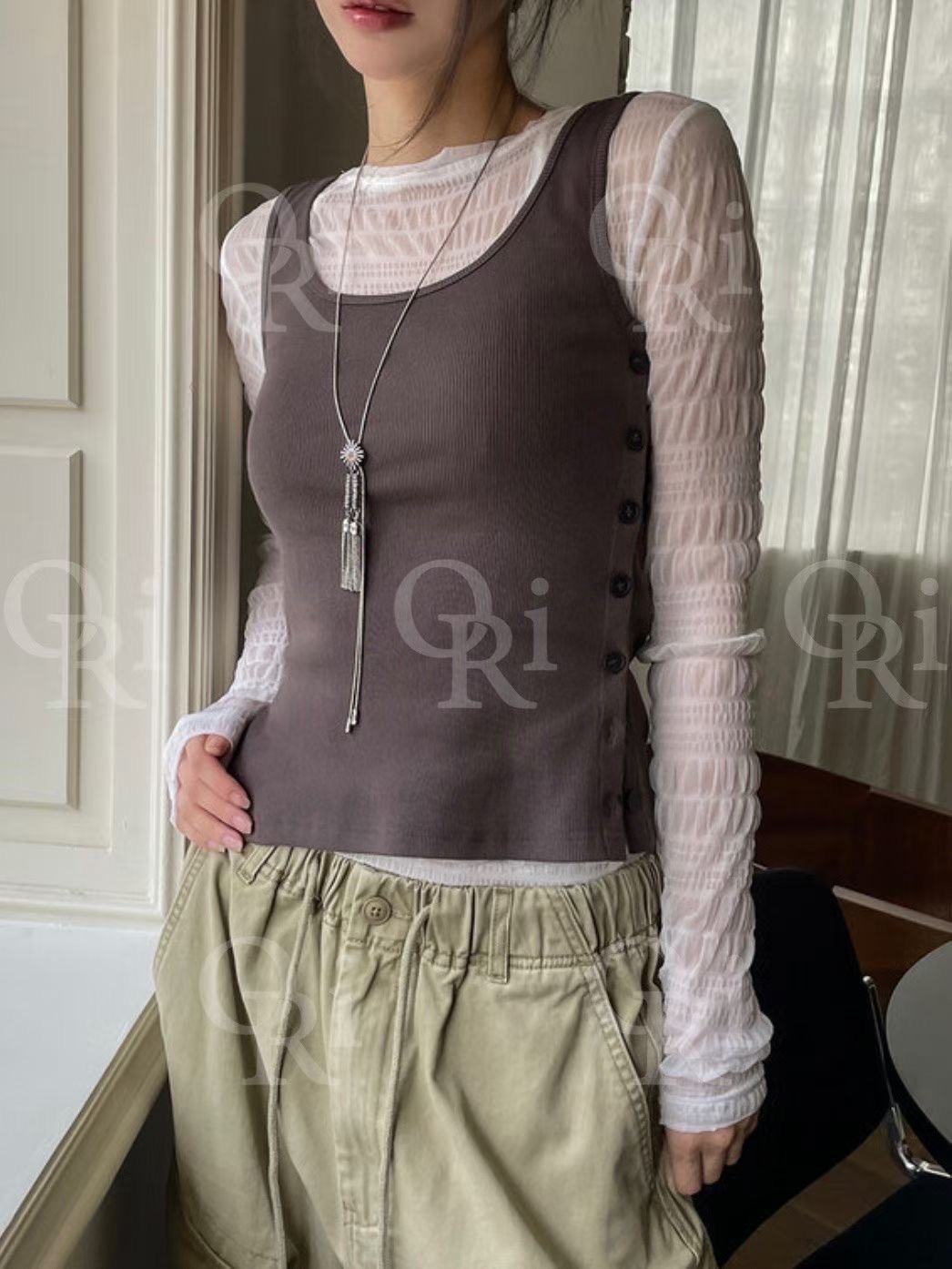 O-RI-오리-T東大門㊣代購女士新款熱賣人氣推薦吊帶背心O-RI吊帶/背心圖色2