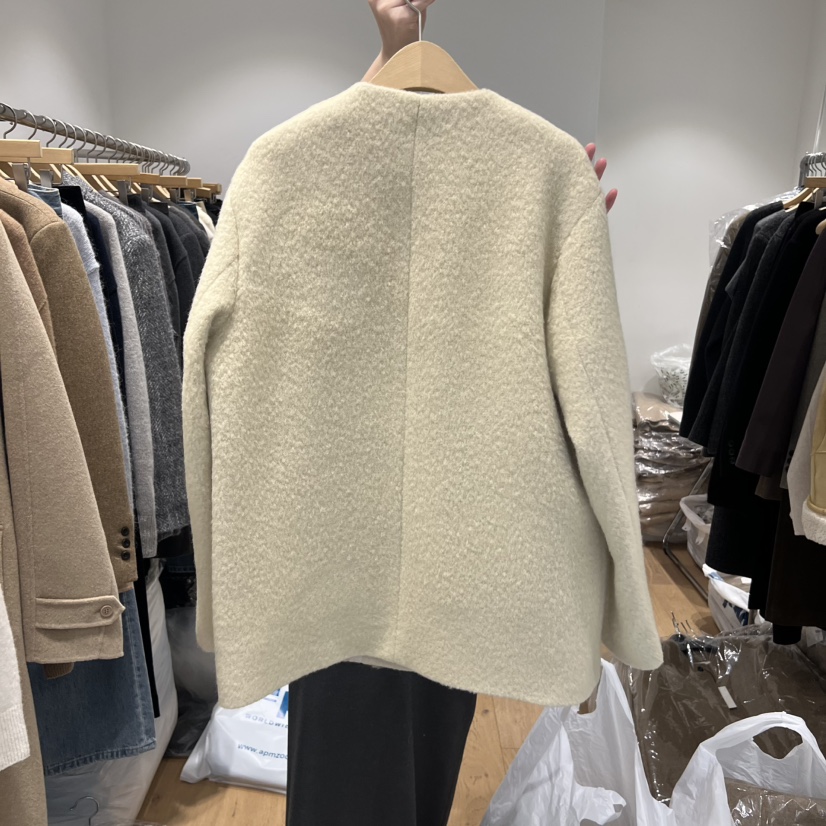 OUR-A韓國直郵㊣女裝新品熱賣推薦25秋冬職業短款大衣羊駝毛OUR/NOVAE短款大衣