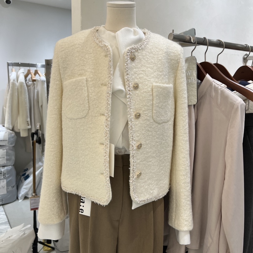 CHAE東大門㊣實拍女士新品人氣時尚休閑推薦夾克粗花呢絎縫CHAE夾克圖色1