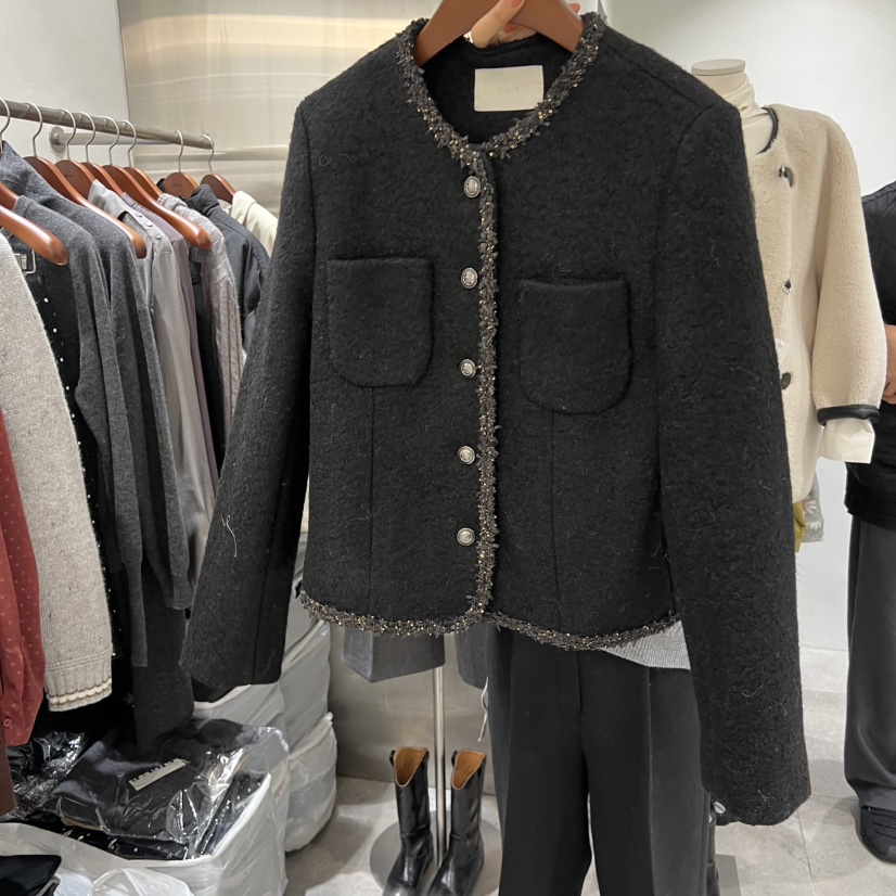 CHAE東大門㊣實拍女士新品人氣時尚休閑推薦夾克粗花呢絎縫CHAE夾克圖色3