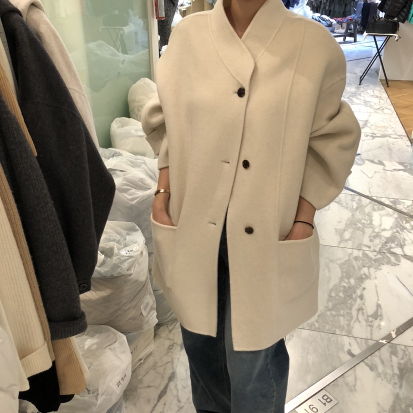 ALMOND東大門㊣直郵女士新品休閑職業人氣時尚短款大衣手工ALMOND短款大衣圖色1