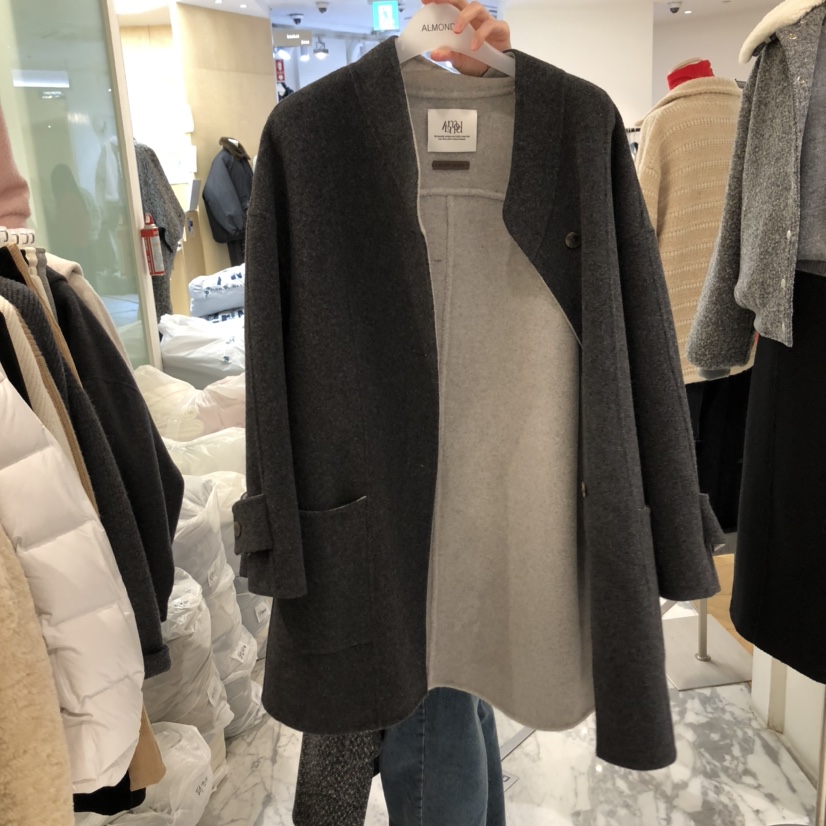 ALMOND東大門㊣直郵女士新品休閑職業人氣時尚短款大衣手工ALMOND短款大衣圖色2