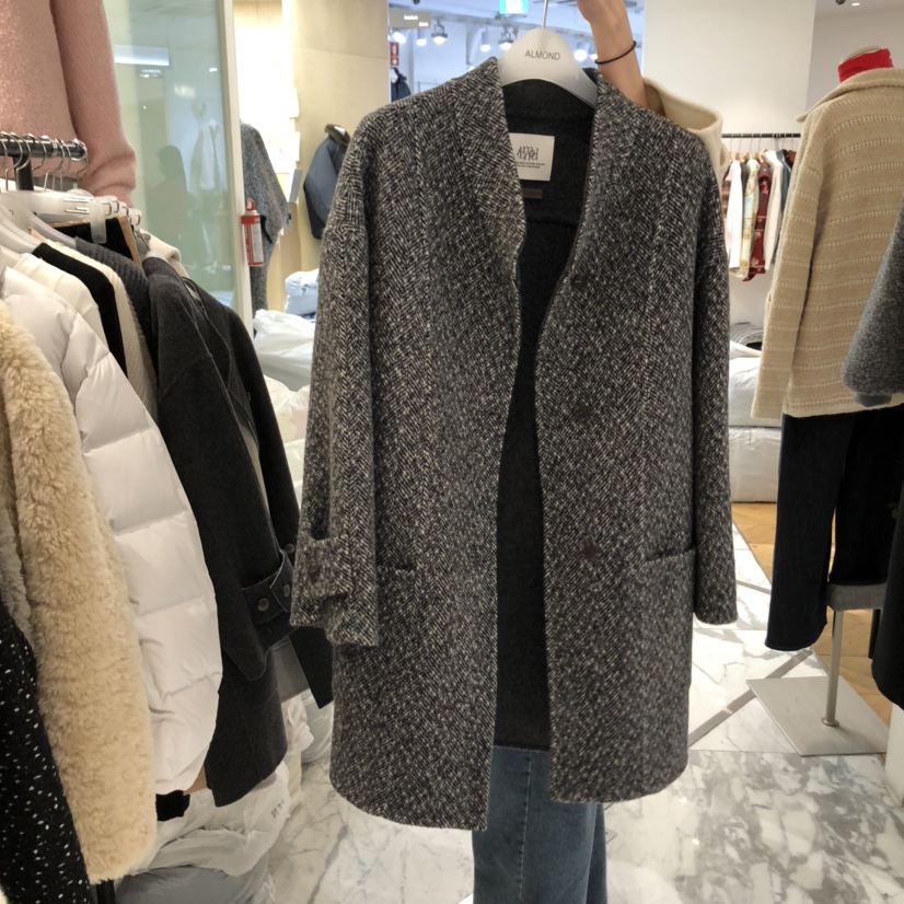 ALMOND東大門㊣直郵女士新品休閑職業人氣時尚短款大衣手工ALMOND短款大衣圖色3