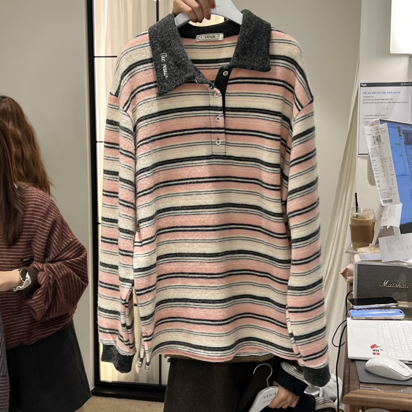 VENIR-a韓國直郵㊣女裝新款職業真品25秋冬長袖T恤不含腰包VENIR-a長袖T恤圖色2